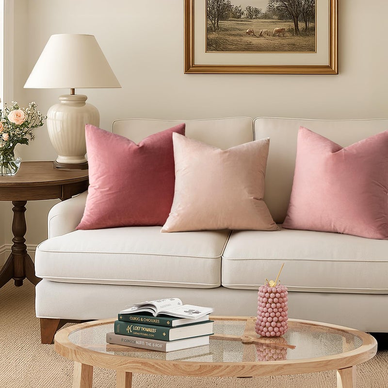 MIULEE Velvet Throw Pillow Covers 18x18 Inch, Pack of 2 - Dusty Pink, Soft Solid Decorative Pillow Covers Cushion Cases Modern Luxury Valentines Home Decor for Spring Couch Sofa Bedroom Livingroom - Image 5