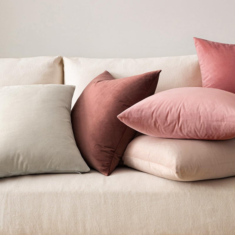MIULEE Velvet Throw Pillow Covers 18x18 Inch, Pack of 2 - Dusty Pink, Soft Solid Decorative Pillow Covers Cushion Cases Modern Luxury Valentines Home Decor for Spring Couch Sofa Bedroom Livingroom - Image 4