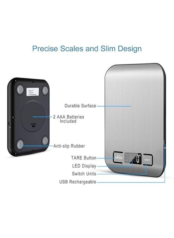 High-Precision Digital Kitchen Scale – Stainless Steel Anti-Rust Surface with LCD Display – Electronic Food and Baking Scale – Modern Silver Finish_ Stainless Steel Scale - Image 2