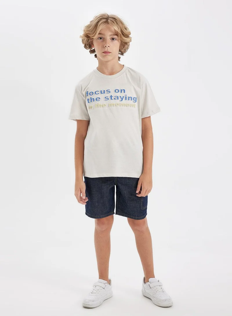 DeFacto Printed Round Neck Short Sleeve T-Shirt