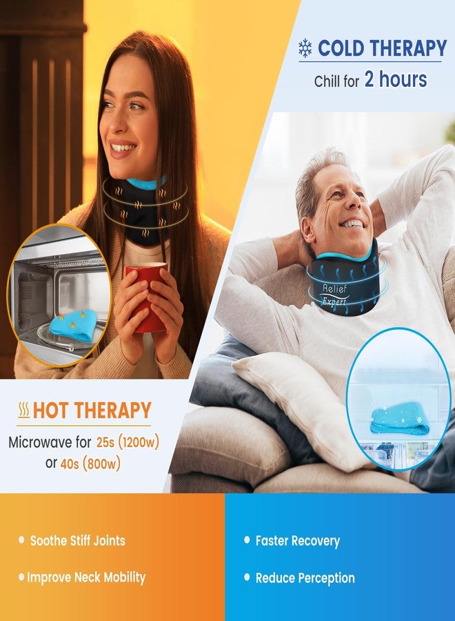 Relief Expert Neck Brace for Neck Pain and Support, Soft Cervical Collar with Reusable Hot and Cold Therapy Gel Pack, Adjustable Neck Support Brace for Sleeping, Pain Relief Neck Ice Pack Wrap - Image 5