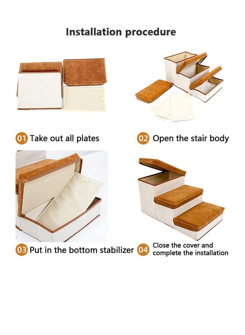 Arabest Dog Stairs for Small Dogs 3 Step Dog Dog Stairs for High Beds Folding Pet Steps Couch Ramp Dog Steps Pet Stairs Non-Slip Balanced Dog Indoor Step - Image 4