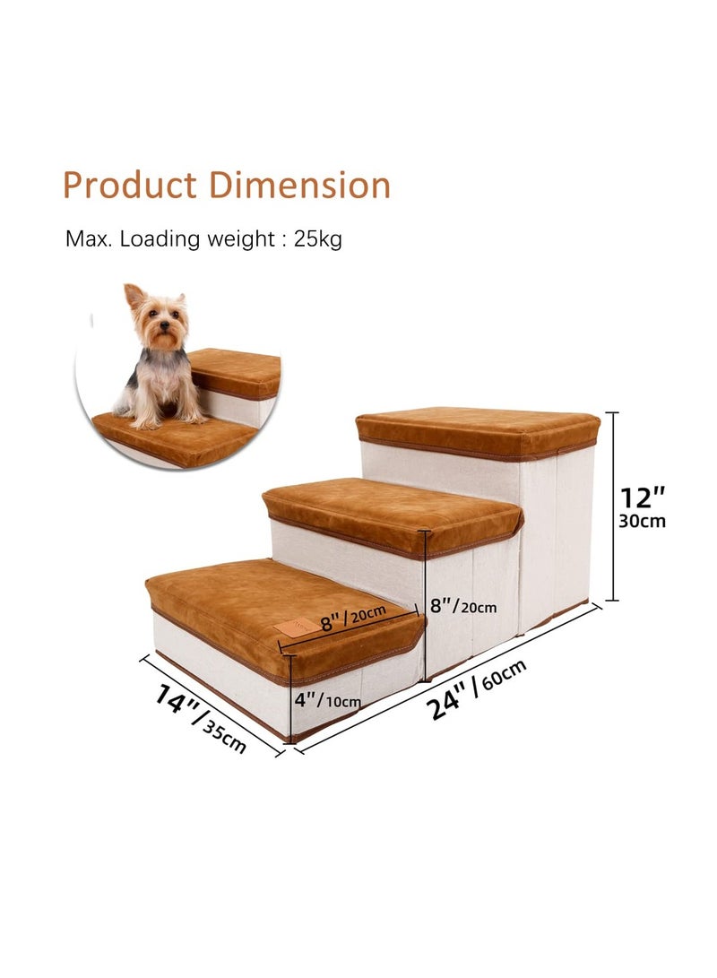 Arabest Dog Stairs for Small Dogs 3 Step Dog Dog Stairs for High Beds Folding Pet Steps Couch Ramp Dog Steps Pet Stairs Non-Slip Balanced Dog Indoor Step - Image 5