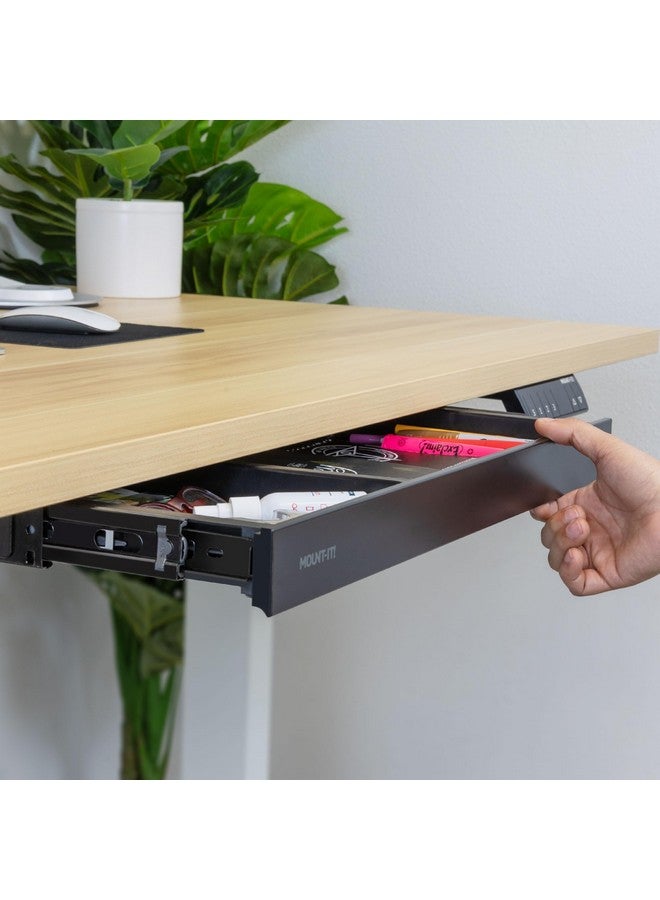 Mount-It! Under Desk Storage Drawer - Shallow Under Desk Drawer Organizer - Standing Desk Drawer Attachment - 20.7" Width Under Desk Drawer - Black - Image 4