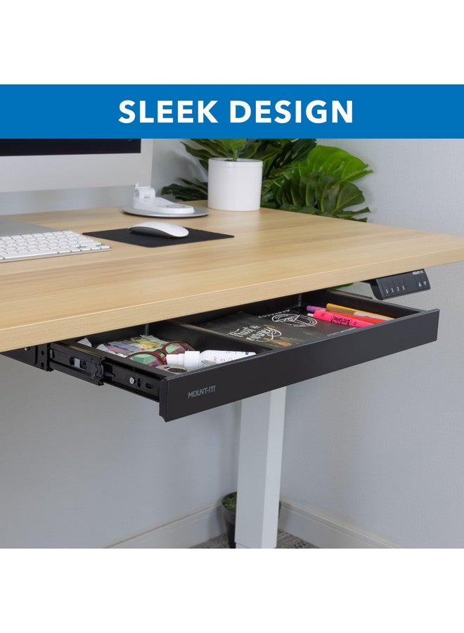 Mount-It! Under Desk Storage Drawer - Shallow Under Desk Drawer Organizer - Standing Desk Drawer Attachment - 20.7" Width Under Desk Drawer - Black - Image 2