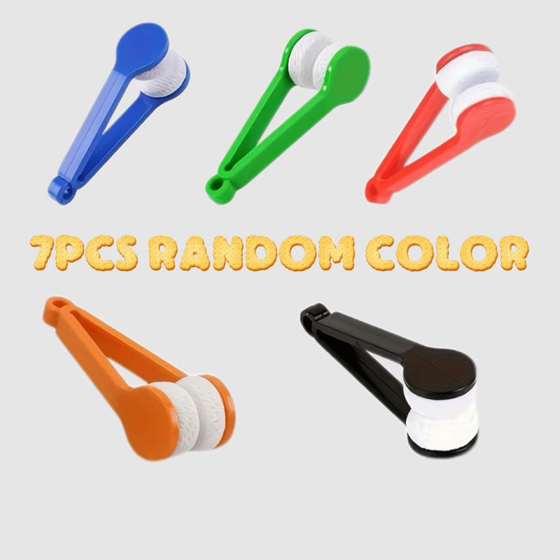 7pcs Portable Mini Eyeglasses Cleaning Brush Set Random Colors Microfiber Fashion Glasses - Image 1