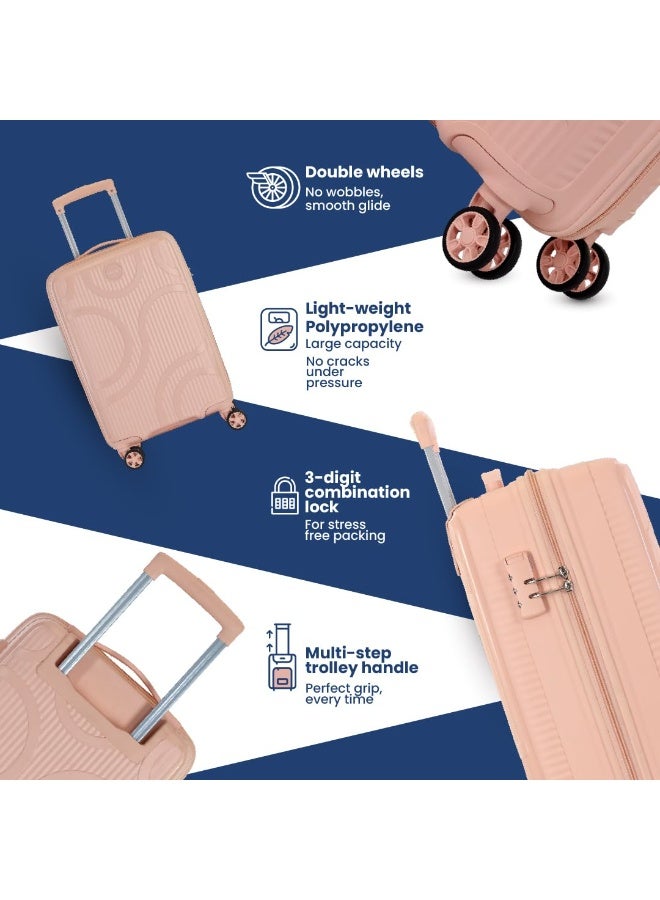 KAMILIANT by American Tourister Selva|Cabin Trolley Bag Small Size (56 cms) for Travel| Hard Case Polypropylene (PP) Suitcase|360° 8-Wheel Spinner Luggage Trolley|Combination Lock|Peach - Image 2