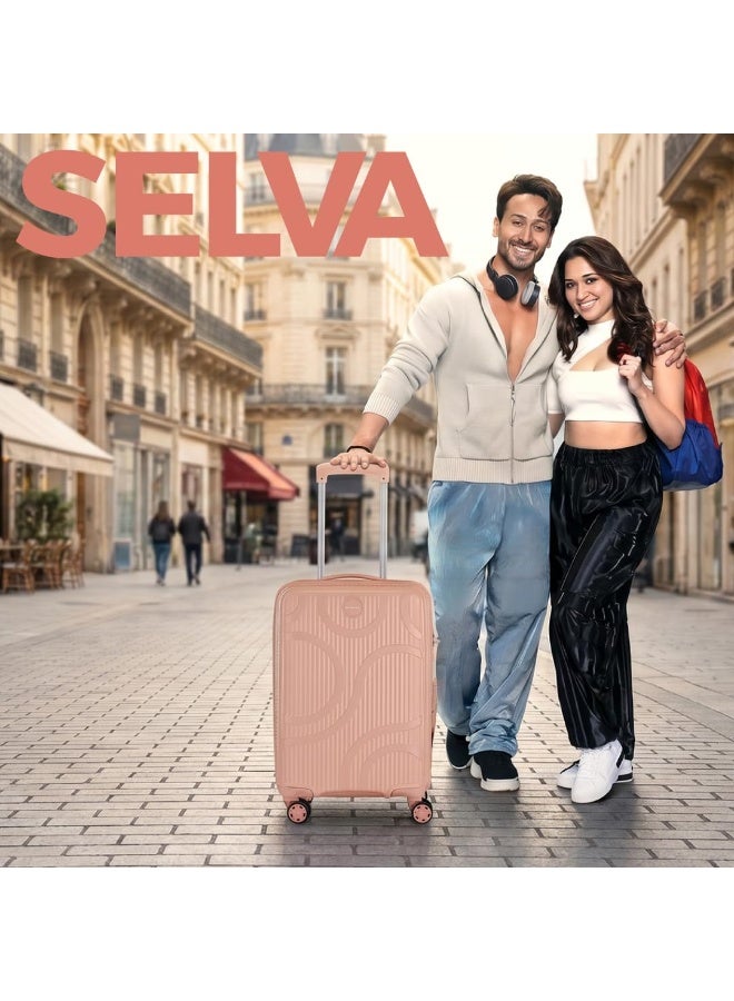 KAMILIANT by American Tourister Selva|Cabin Trolley Bag Small Size (56 cms) for Travel| Hard Case Polypropylene (PP) Suitcase|360° 8-Wheel Spinner Luggage Trolley|Combination Lock|Peach - Image 3
