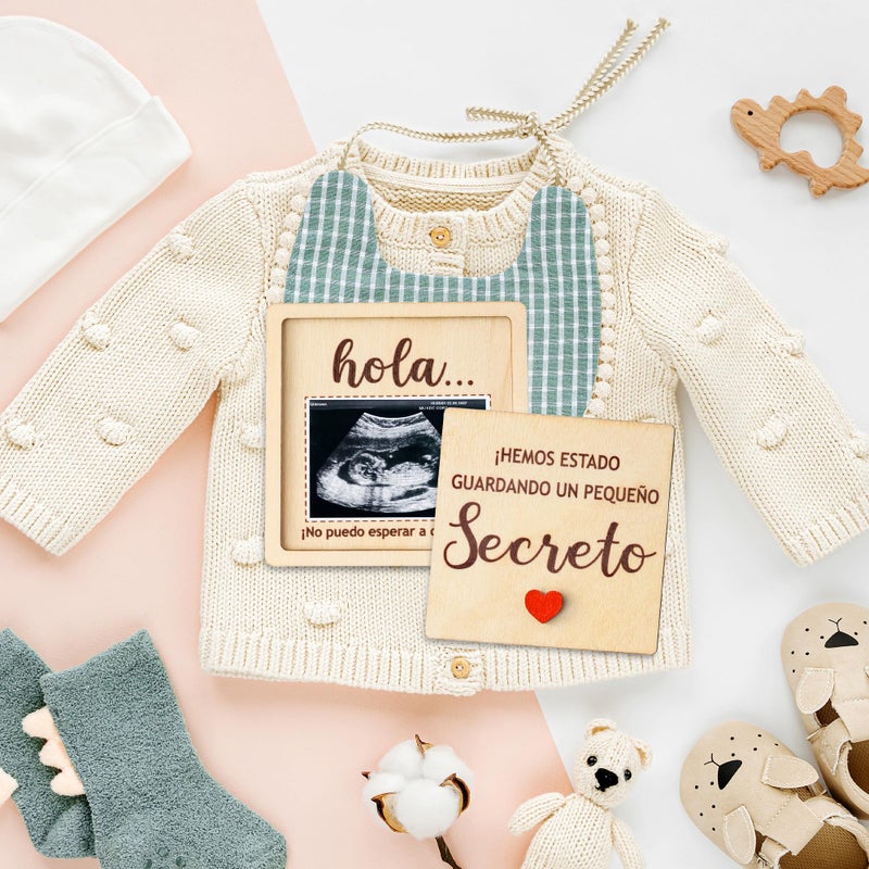 CJiangpo Grandparent Reveal Keepsake, Pregnancy Announcement for Grandparents, Baby Announcement Sign, Ultrasound Wooden Picture Frame Spanish, Grandmothers Grandfathers Grandma Grandpa First Time Gifts - Image 5