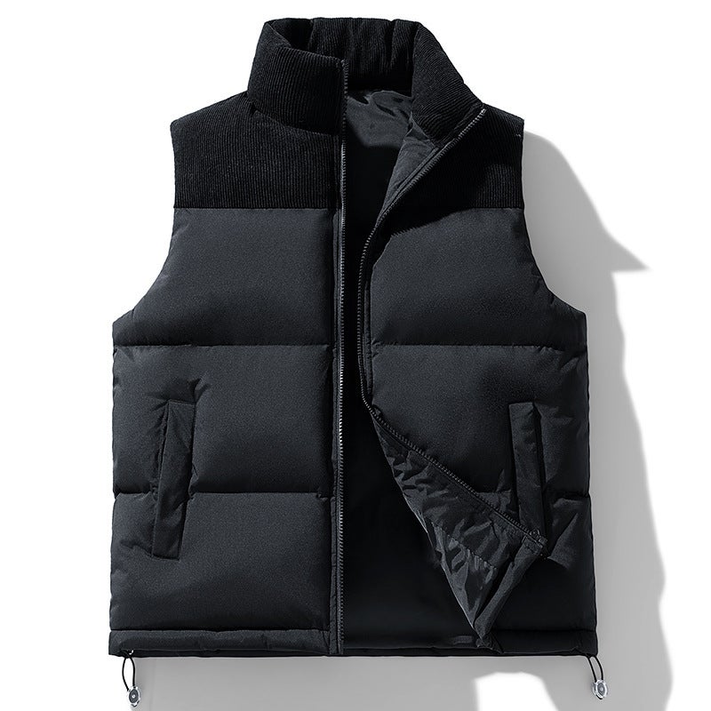 [] Thickened Vest And Cotton Fleece-Lined Corduroy Tablet Outdoor Windproof And Rainproof Jacket Sleeveless Stand - Image 1