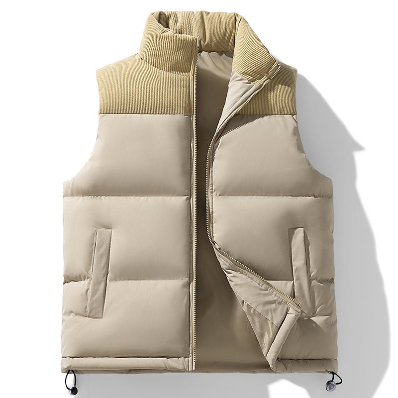 [] Thickened Vest And Cotton Fleece-Lined Corduroy Tablet Outdoor Windproof And Rainproof Jacket Sleeveless Stand - Image 5