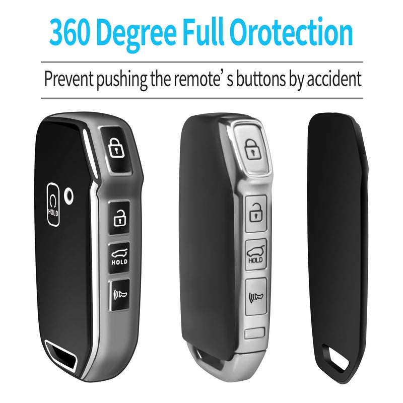 Tukellen for Kia Key Fob Cover,Special Soft TPU Key Case Cover Protector Compatible with Cerato Ceed Forte NIRO Sorento Seltos Sportage Soul Telluride Remote/Smart Key,Key Shell-Silver - Image 4