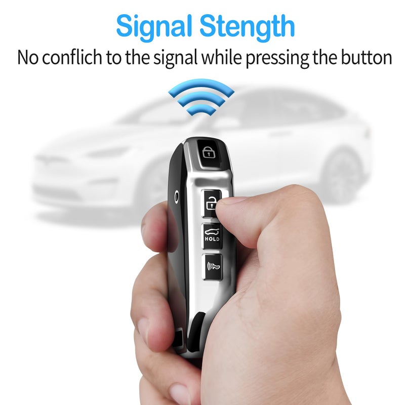 Tukellen for Kia Key Fob Cover,Special Soft TPU Key Case Cover Protector Compatible with Cerato Ceed Forte NIRO Sorento Seltos Sportage Soul Telluride Remote/Smart Key,Key Shell-Silver - Image 5