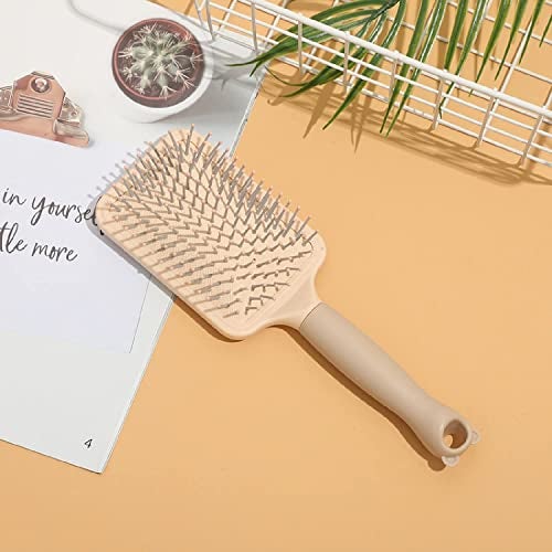 SHFTI Detangling Paddle Hairbrush, Great on Wet or Dry Hair, for Women, Men and Kids, for Long Thick Thin Curly Natural Hair (BEIGE, RECTANGULAR) - Image 2