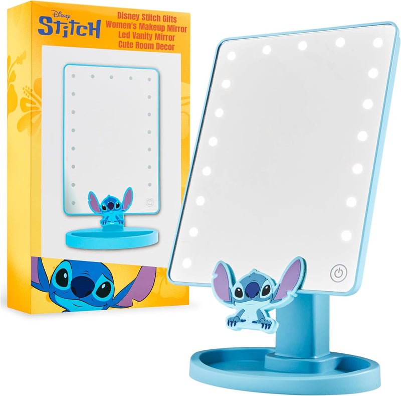 Disney Stitch LED Table Mirror with Trinket Tray, Bedroom Travel - Stitch Gifts (Blue) - Image 1
