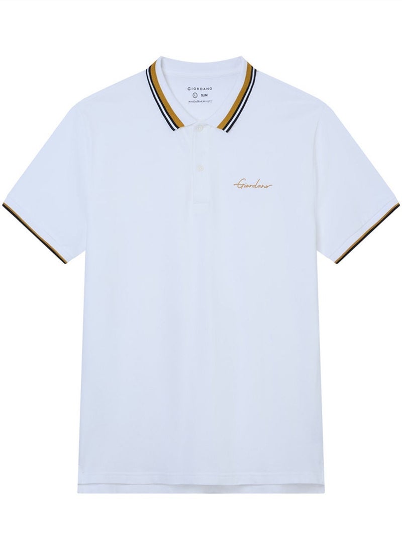 GIORDANO Men’s Slim Pique Polo with Contrast Collar & Signature Embroidery - Image 3