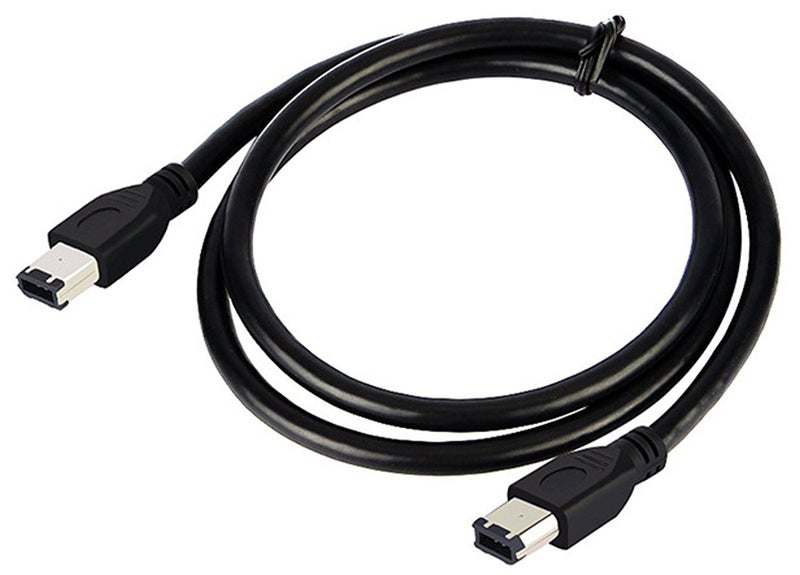 zdyCGTime 5FT/1.8M FireWire 400 to FireWire 400 6-6 ilink Cable 6 Pin to 6 Pin Firewire DV iLink Male to Male IEEE 1394A Cable(Black) - Image 1