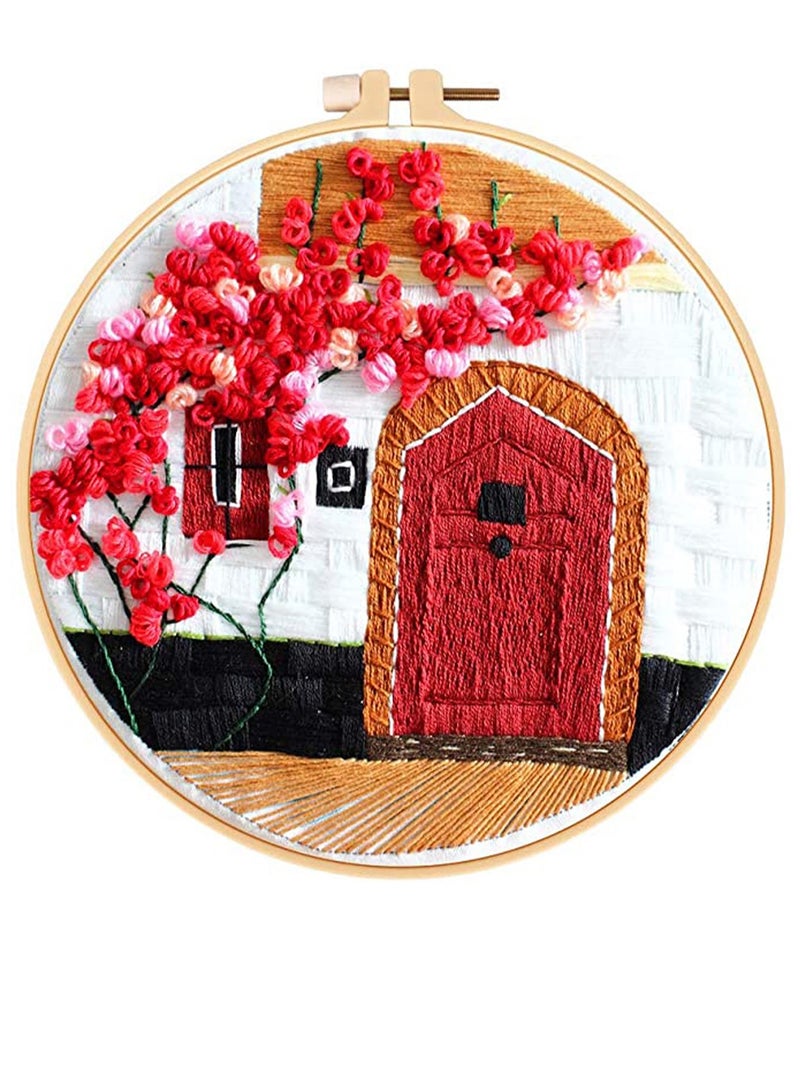 SYOSI Embroidery Starter Kit with Pattern and Instructions 3 Sets Cross Stitch Kit Include Embroidery Clothes with Plants Flowers Pattern 1 Embroidery Hoops Color Threads and Tools - Image 3