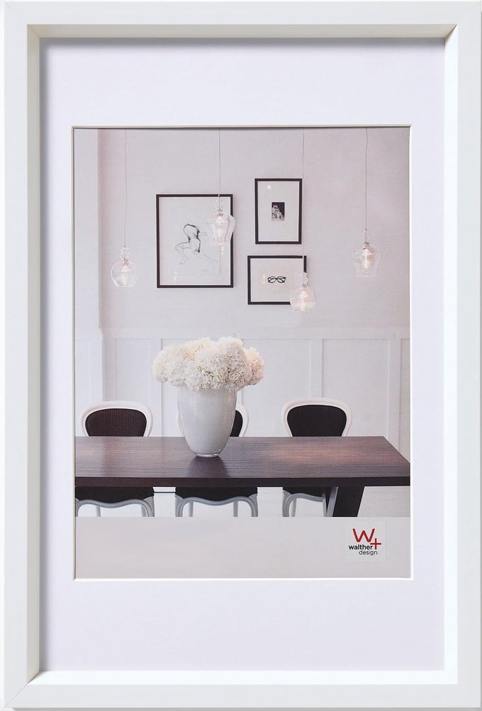 PICTURE FRAME WHITE 20 X 30 CM WITH PASSEPARTOUT STEEL STYLE PLASTIC FRAME ES030W