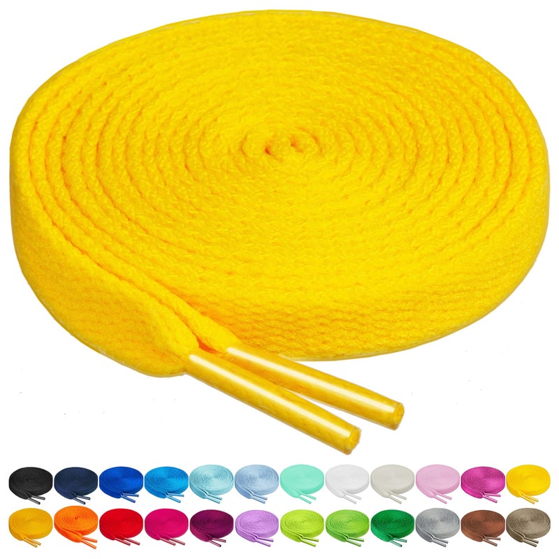 Birch Shoelaces in 27 Colors Flat 5/16" Shoe Laces in 4 Different Lengths (29.5" (75cm), Yellow) - Image 5