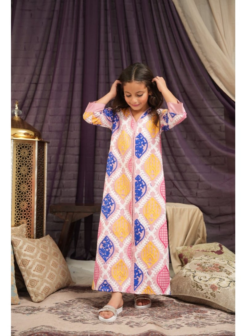 AFandina Mother and daughter jalabiya set with a harmonious design and luxurious patterns for an elegant family look SM-47 - Image 2