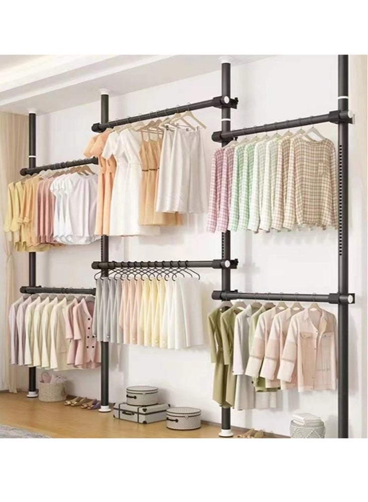 Kutis 8-Tier Retractable Coat Rack Super Load-Bearing Clothes Hanger Rack Stainless Steel Black - Image 2