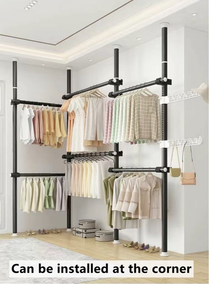 Kutis 8-Tier Retractable Coat Rack Super Load-Bearing Clothes Hanger Rack Stainless Steel Black - Image 3