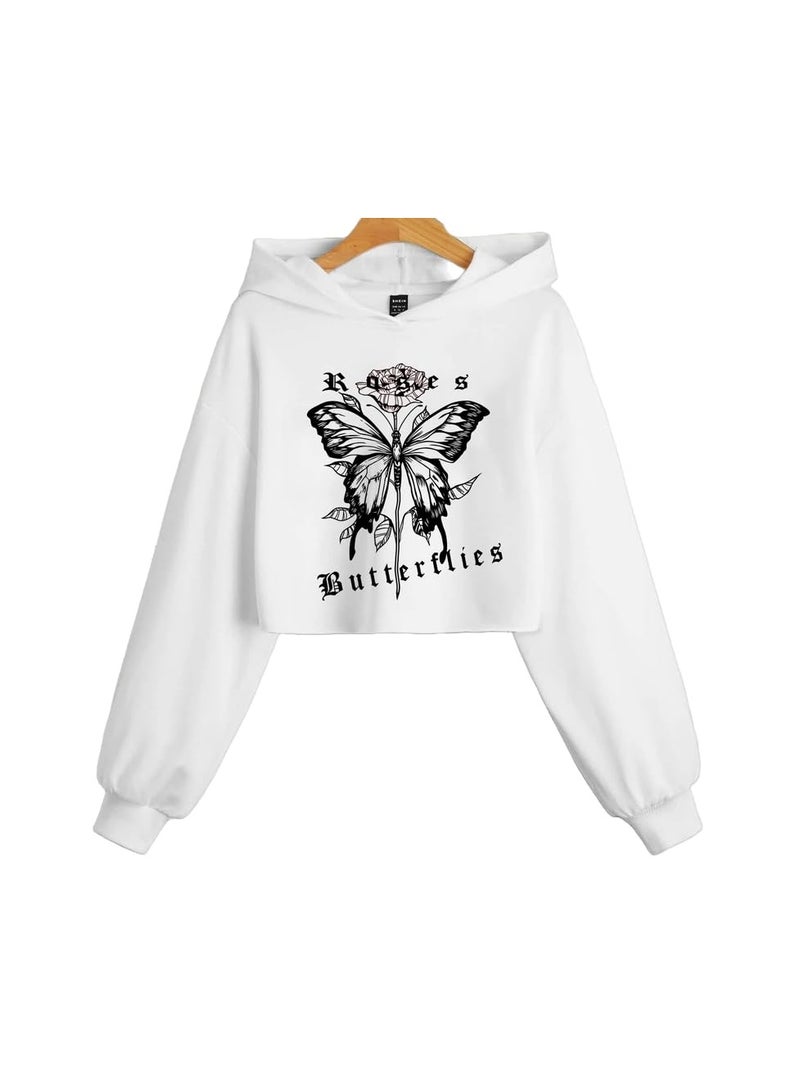 ABSOLUTE DEFENSE Roses Crop Hoodie Women Girl Casual Stylish Latest  - Image 1