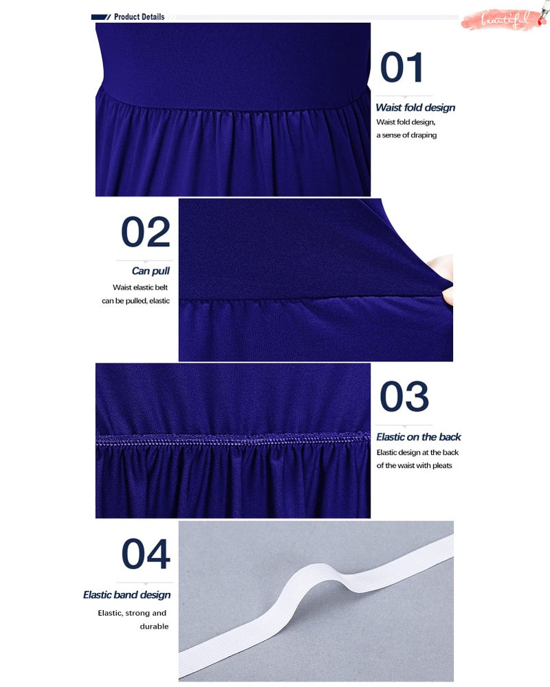 AUSELILY Maxi Dress for Women Casual Long Sleeve Crewneck Empire Waist Long Dresses with Pockets 2026 Royal Blue S - Image 3