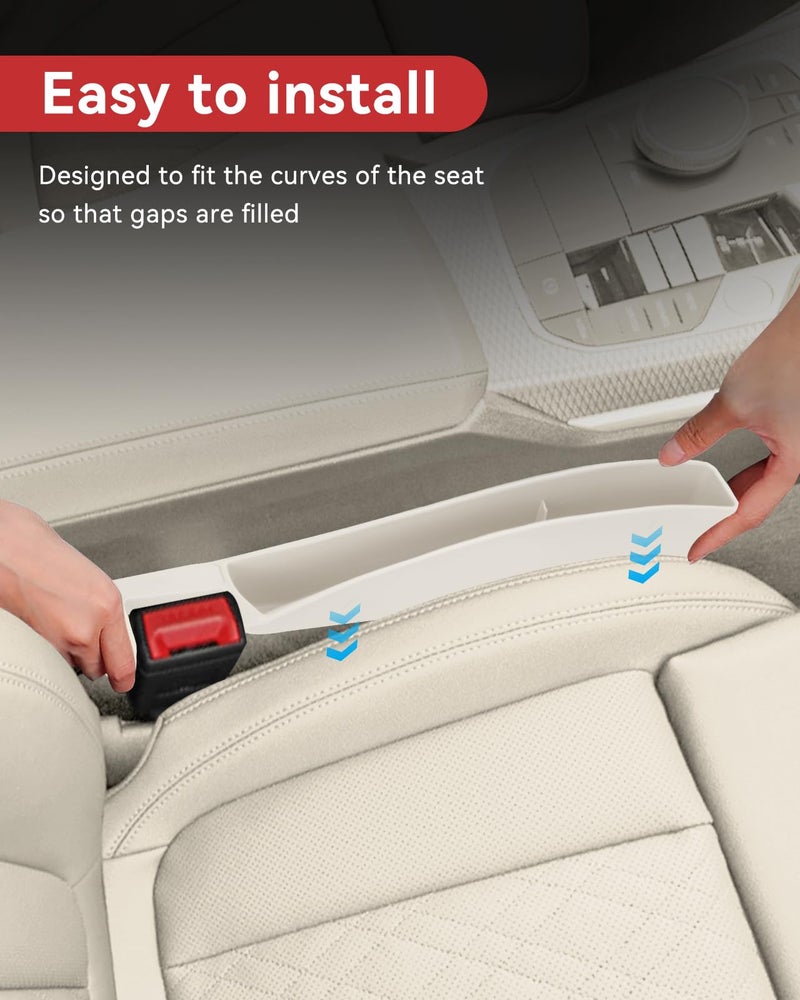 Edotim Car Seat Gap Filler  Seat Gap Organizer With Phone Holder  Car Seat Accessories  Car Organizer Fit Suv Truck-2Pcs White - Image 4