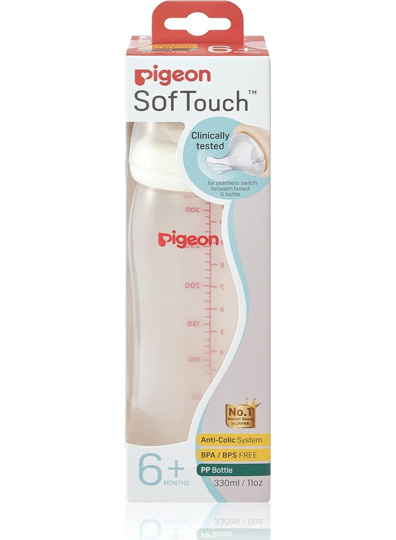 Pigeon Softouch Plus Neck Nursing Plastic Bottle 100% Silicone Nipple Bpa & Bps Free 330ml - Image 2