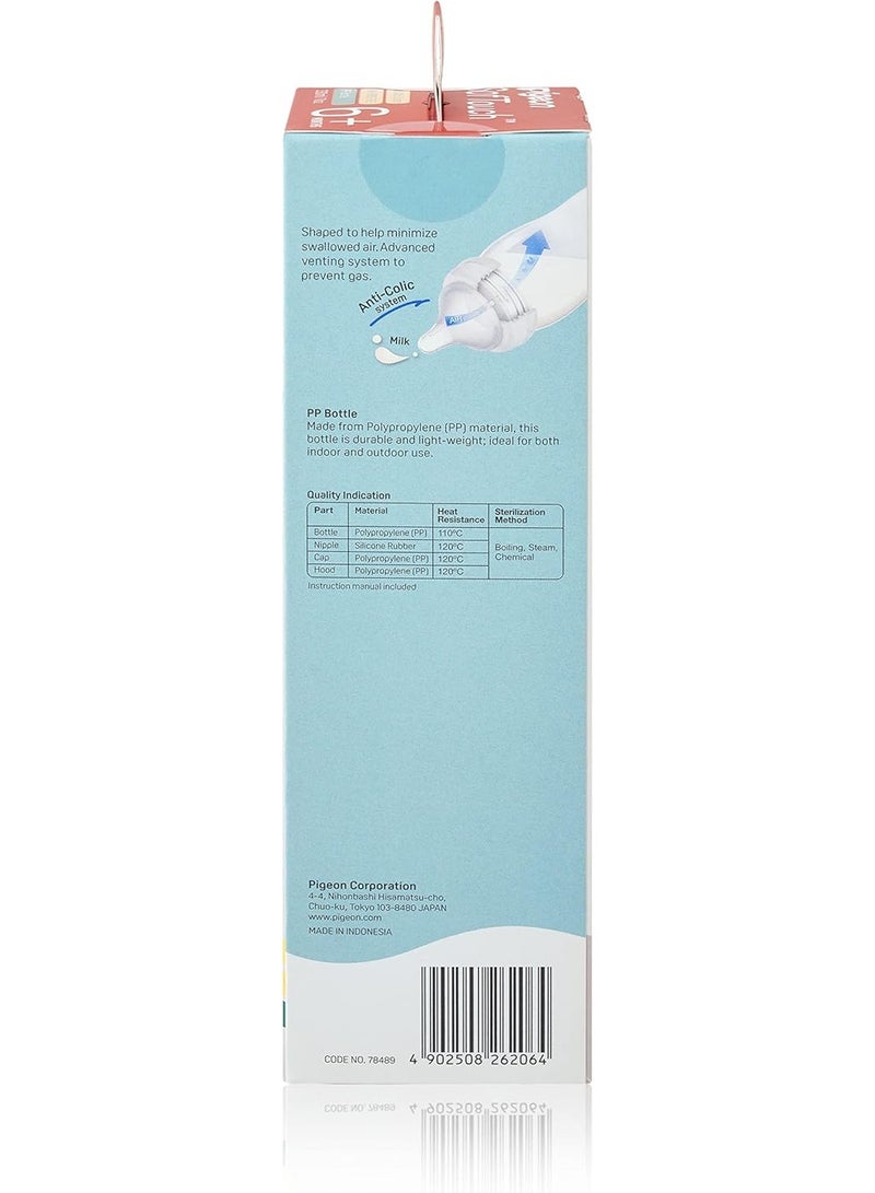 Pigeon Softouch Plus Neck Nursing Plastic Bottle 100% Silicone Nipple Bpa & Bps Free 330ml - Image 4