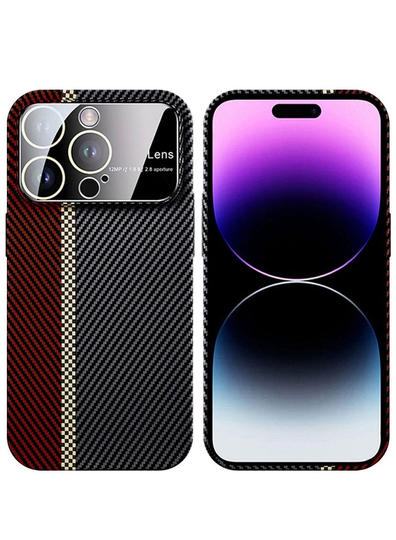 CATANES iPhone 14 Pro Max Carbon Case Large Window Camera Protection Unique Design Mixed Amazing Color Aramid Carbon Fiber Phone Case Red - Image 2