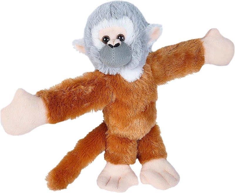 Huggers Squirrel Monkey Plush, Slap Bracelet, Stuffed Animal, Kids Toys, 8 inches