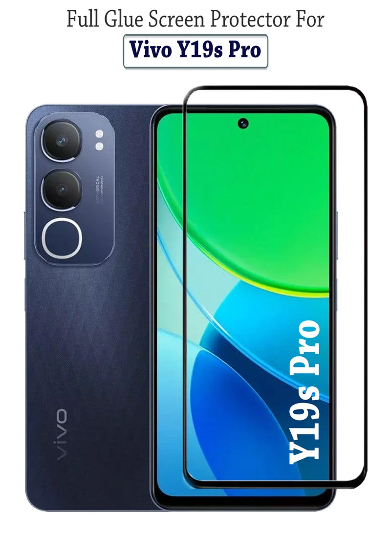 Vivo Y19s Pro Screen Protector | Tempered Glass Compatible with Vivo Y19s Pro| Screen Protector Full HD Quality Tempered Glass Anti-Scratch Edge to Edge Coverage with Easy Installation Kit - Black  - Image 1