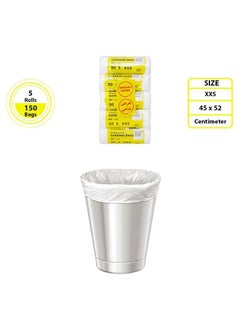 cleaning superstore Multi-Purpose Garbage Bag Roll for Garbage Bin/Dust Bin/Waste Basket/5 Gallons/30 Bags/45x52 cm White (Pack Of 5)  - Image 2