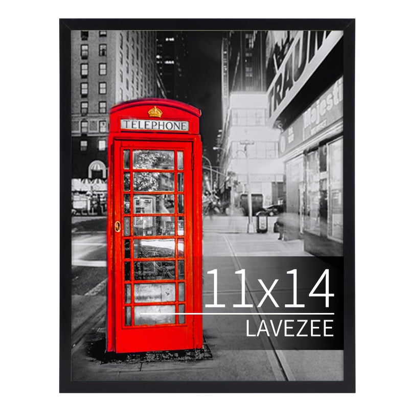 Lavezee Lavezee 11x14 Poster Frame Black Display 11 x 14 Inch Photo Picture Frame for Wall and Tabletop Pack of 1 