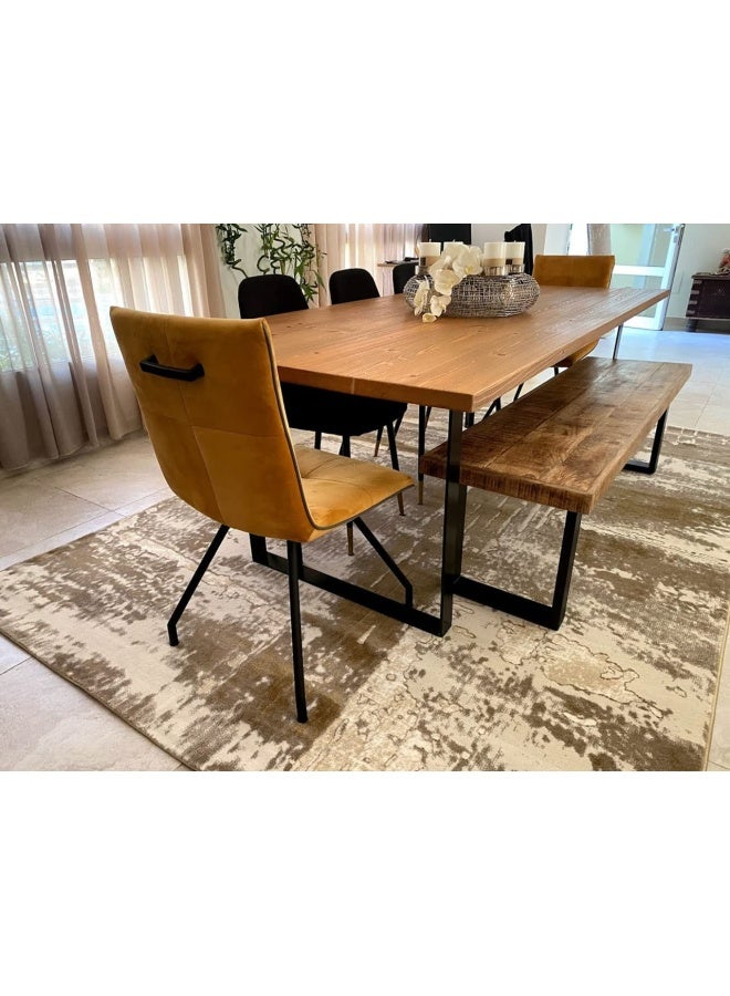 HANDPICKED FURNITURE Dining Table Mango Wood Industrial style - U Shape Legs - Without Bench - 120x300 cm 3.9x9.8 ft  - Image 4
