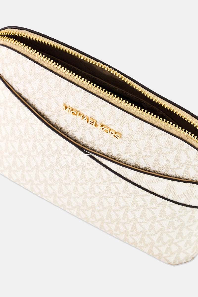 Michael Kors Women Brand Logo Cross Body Bag, Beige  - Image 4