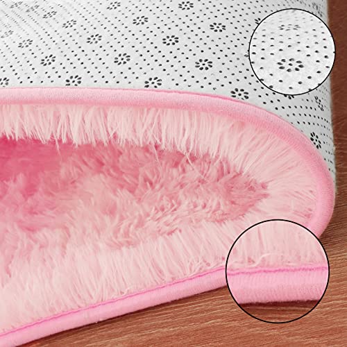 Merelax Pink Area Rugs for Living Room Bedroom Girls, 4x6 Soft Fluffy Fuzzy Shag Rug for Kids Room Bedside Rug, Indoor Floor Plush Cute Carpet for Baby, Nursery, Home Decor Aesthetic - Image 5