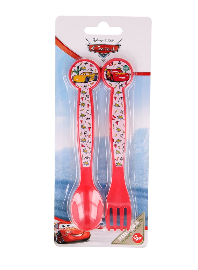 STOR 2 PCS PP CUTLERY SET CARS LETS RACE - Image 2