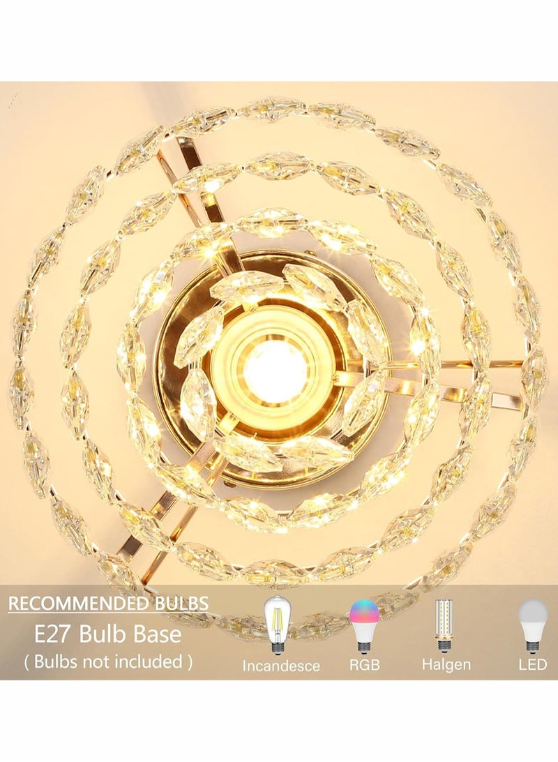 LOOPITYS Rose gold crystal pendant light mini crystal pendant light, (47.24 inches height adjustable, 30CM/11.8 inches diameter, E27 bulb base, excluding bulbs) modern pendant light, unique pendant light for corridors, bedrooms, and hallways - Image 3