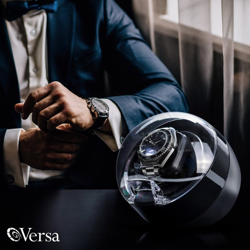 Versa حامل ساعة فيرسات للساعة الأوتوماتيكية - محرك مباشر، إعدادات زر اللمس، 12 إعداد، ضوء عرض، وسادة قابلة للتعديل، تصميم مدمج - حامل ساعة فردي لساعة رولكس - Image 4