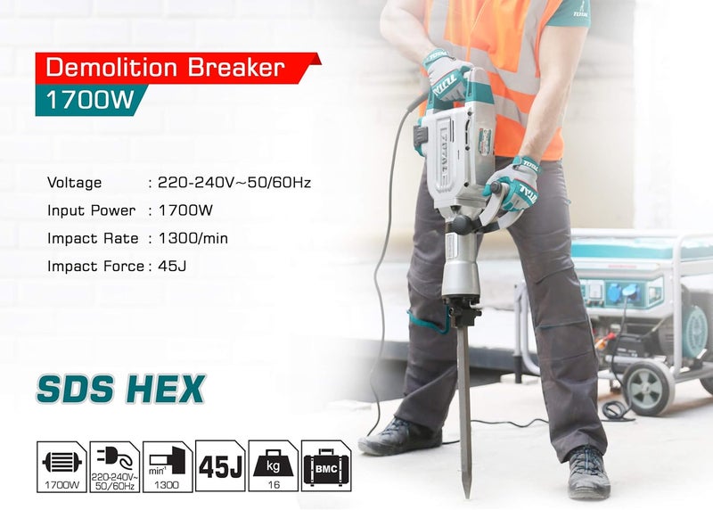 TOTAL Demolition Breaker SDS-HEX 1700W - Image 3