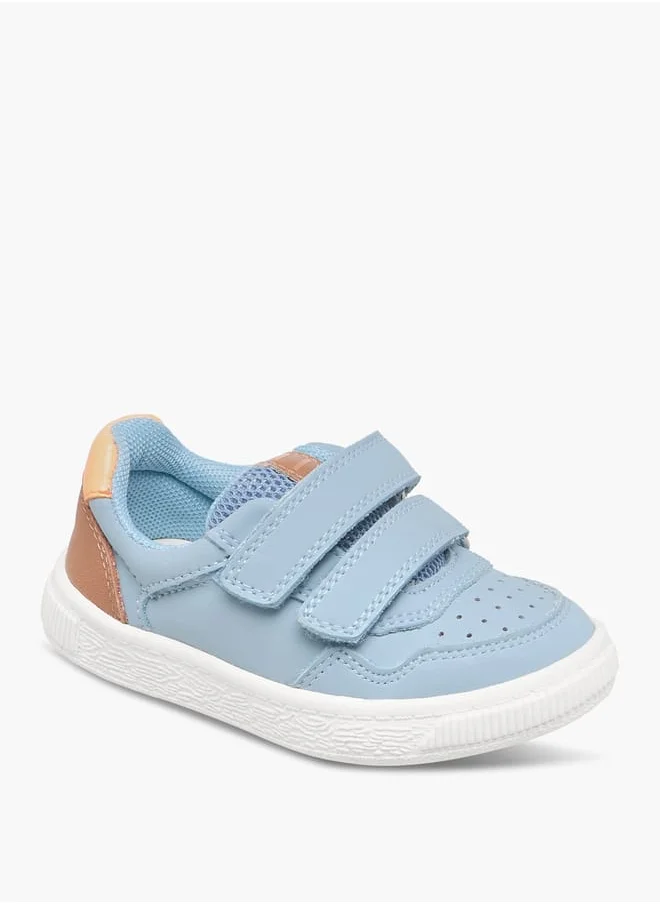 حافي القدمين Boys Panelled Sneakers with Hook and Loop Closure