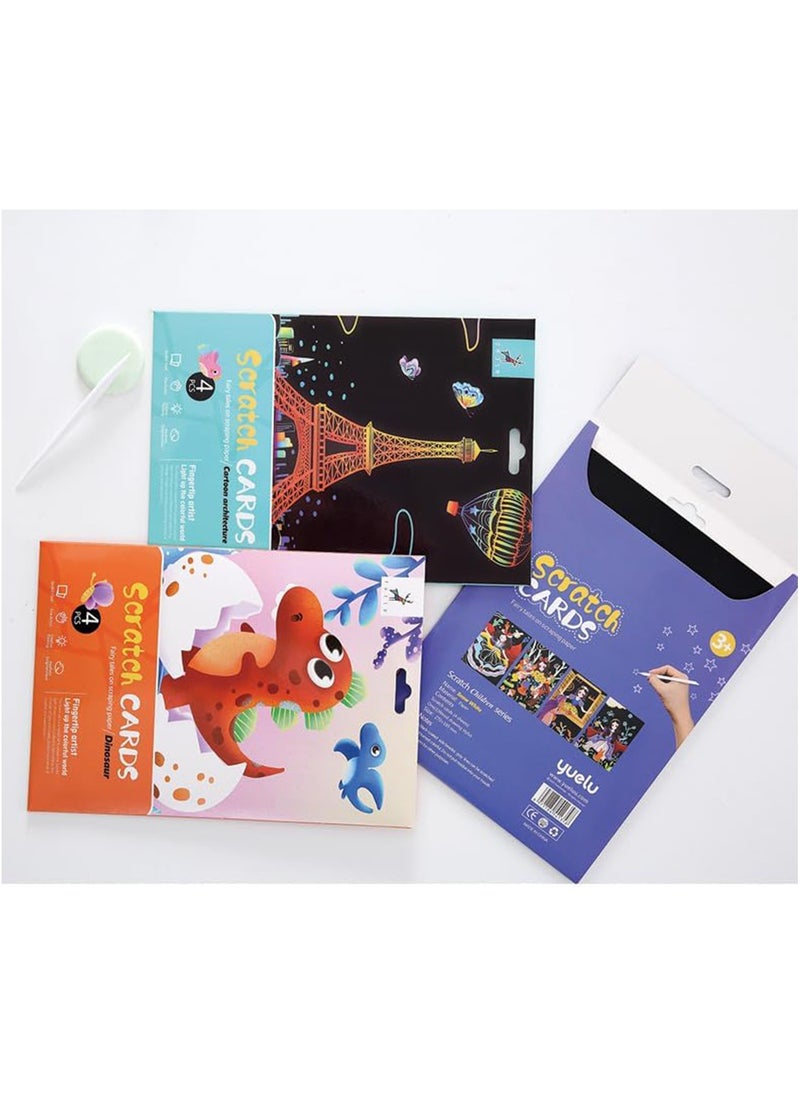 Excefore Scratch Paper Art Set for Kids, Rainbow Magic Paper Craft, Black Paper Scraper Note Paper, Doodle Pads Childrens Crafts, Black Scratch Off Art Crafts Supplies Coloring Kit 20 Pieces in Total  - Image 2