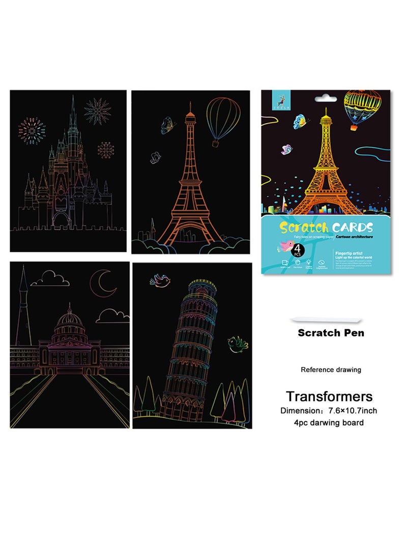 Excefore Scratch Paper Art Set for Kids, Rainbow Magic Paper Craft, Black Paper Scraper Note Paper, Doodle Pads Childrens Crafts, Black Scratch Off Art Crafts Supplies Coloring Kit 20 Pieces in Total  - Image 5