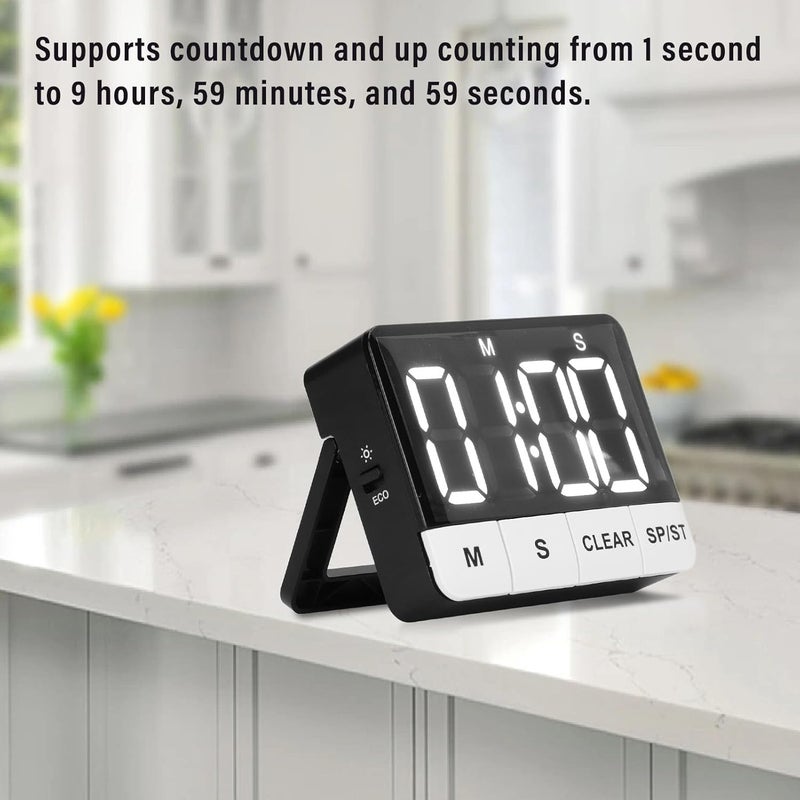 Digital Countdown Timer, 1s-9h59m Memory Function Timer, 4 Alert Modes for Kitchen Study Fitness, ABS Portable Time Management Tool - Image 4