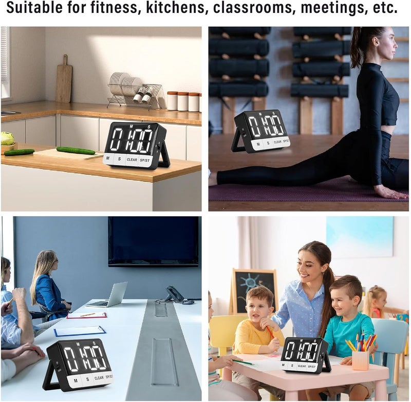 Digital Countdown Timer, 1s-9h59m Memory Function Timer, 4 Alert Modes for Kitchen Study Fitness, ABS Portable Time Management Tool - Image 3