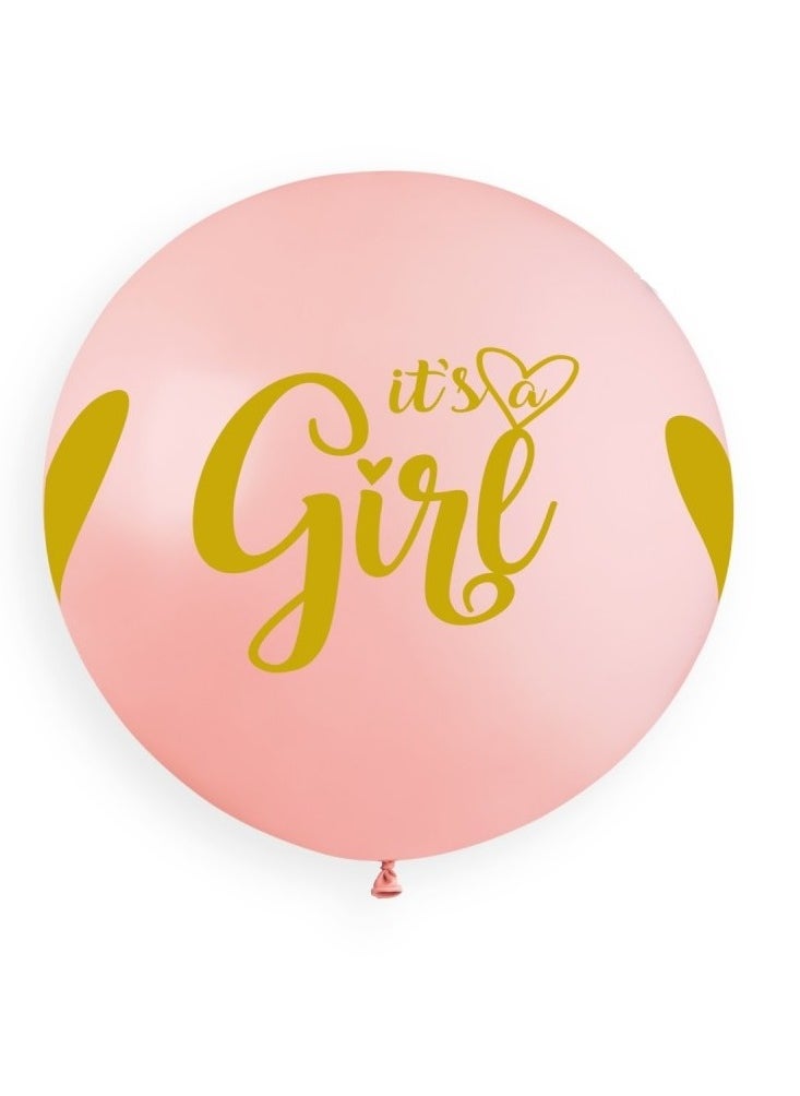 Gemar - 31" Latex Balloon It's A Girl Pink/Gold 1Ct - Image 1